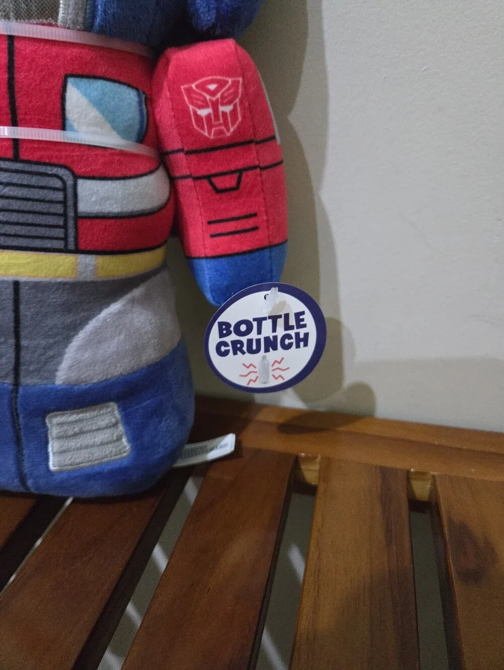 Transformers Plush Bottle Crunch Dog Toy - Blue & Red NEW